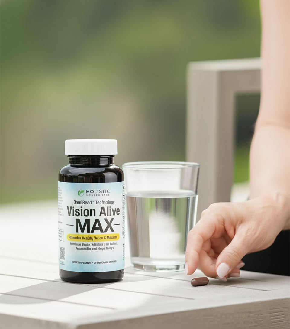 Vision Alive Max bottle with key natural ingredients