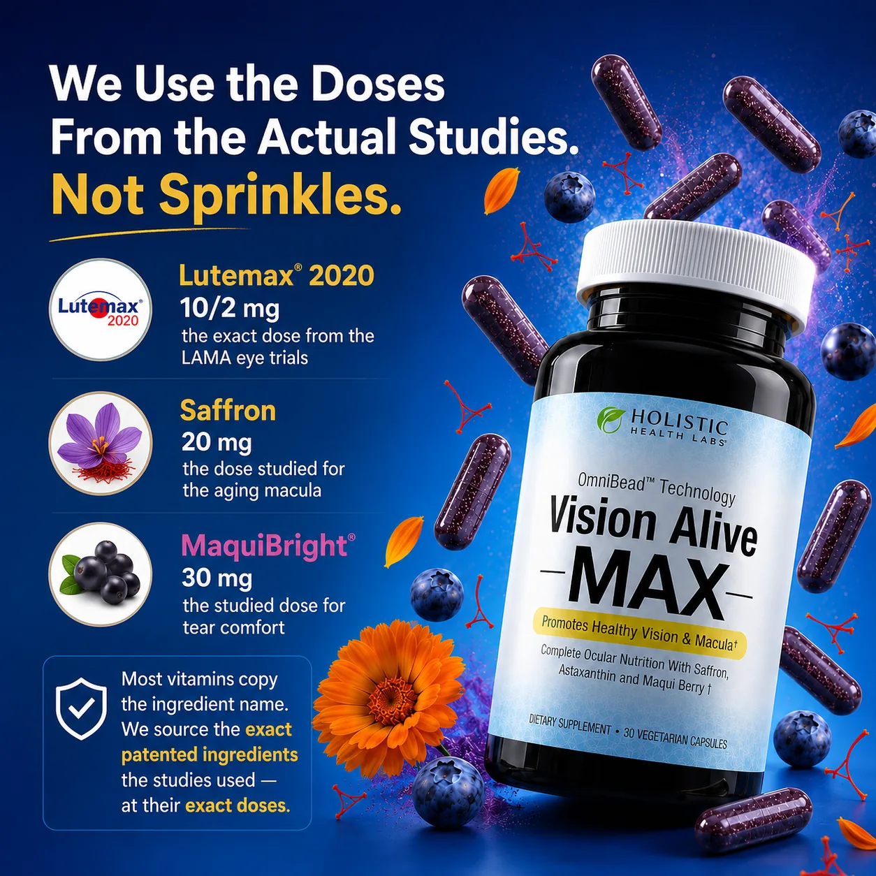 Vision Alive Max supplement facts and ingredients label
